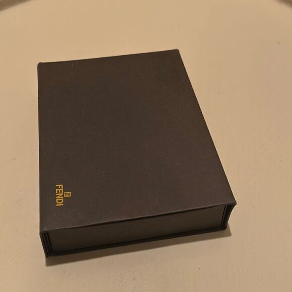 Fendi 6x4.5 Flap Top Lid Gift Box Black Gold Logo Luxury Display Storage - Picture 4 of 11